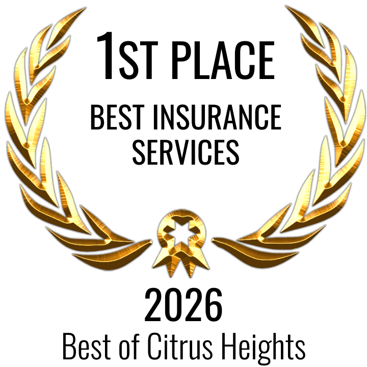 Best of Citrus Heights 2026 award badge, 1st place Best Insurance Services